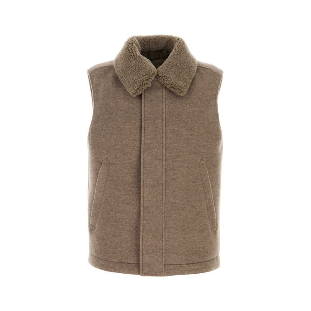 Canali Men Cappuccino Wool Blend Vest